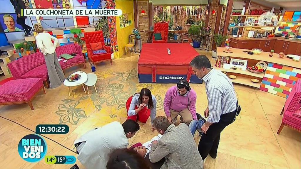 Yuhui protagoniza fea caída en “Bienvenidos” por culpa de la “colchoneta de la muerte”