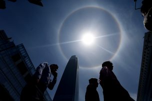 El Halo solar que fue visible en la zona central y que llamó la atención de todos