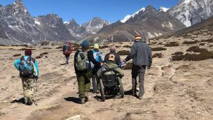 Australiano en silla de ruedas llegó al campo base del Everest