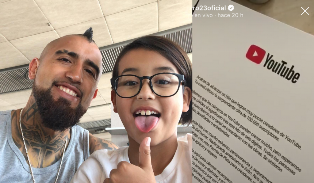 Arturo Vidal orgulloso: su hijo “Monito Vidal” recibió importante reconocimiento de YouTube