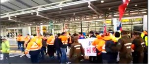 Nueva protesta de trabajadores del aeropuerto Pudahuel