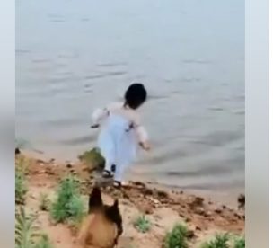 Perro salva a niña que quería rescatar su pelota del río