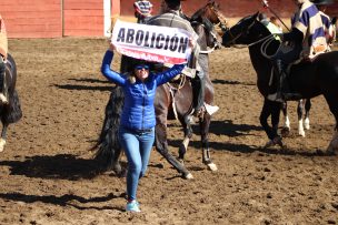 Actriz y activistas irrumpieron en la medialuna del Parque Padre Hurtado