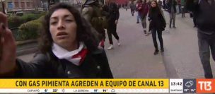 Agreden con gas pimienta a equipo de prensa de Canal 13 durante marcha no autorizada