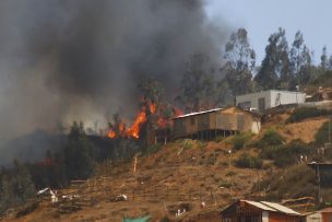 Gobernador alerta que fuego comienza a afectar viviendas en Valparaíso