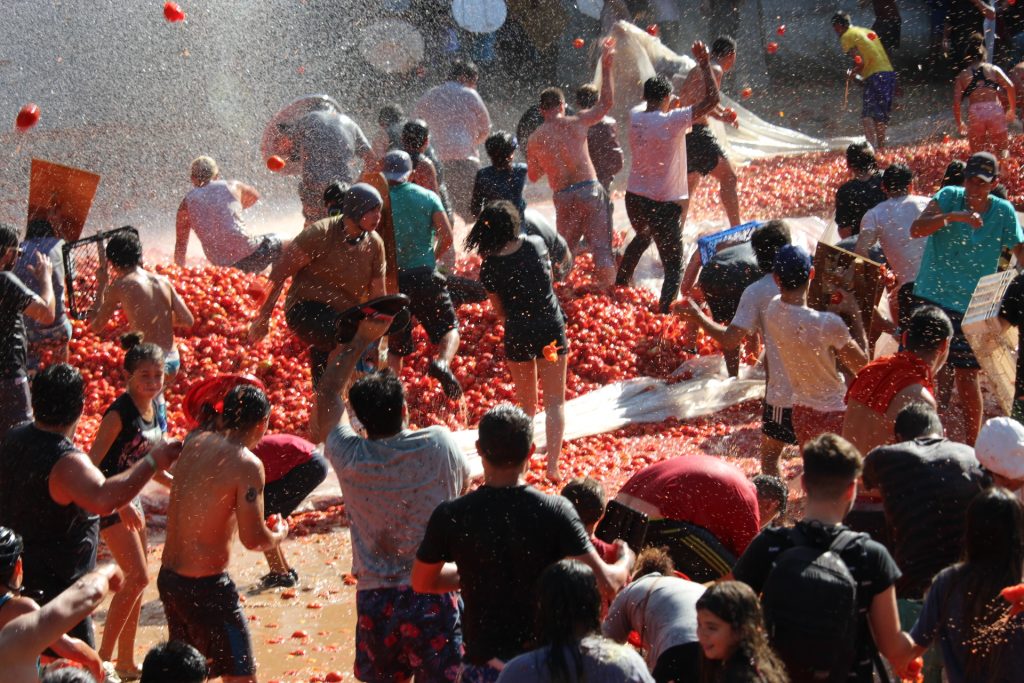 Más de 4 mil personas se batieron a duelo en la “Guerra del Tomate” de Quillón