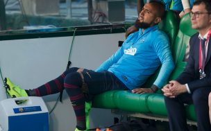 Vidal vio desde el banco la dura y agónica eliminación del Barça de Copa del Rey