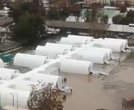 Hospital de campaña por COVID-19 quedó bajo el agua tras precipitaciones [VIDEO]