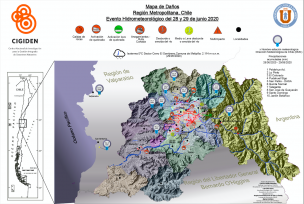 Científicos crean mapa que reúne el impacto de las últimas lluvias en la Región Metropolitana