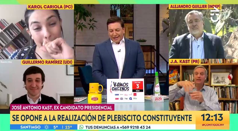 “Me arrepiento de apoyar a Piñera, pero miro a Guillier y se me pasa”: Fuerte confrontación entre Kast y el senador en matinal