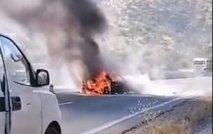 Auto se incendia en Ruta 68, generando gran congestión vehicular