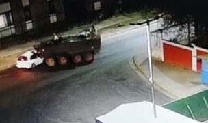 Tanqueta del Ejército colisiona con auto que escapaba de personal municipal