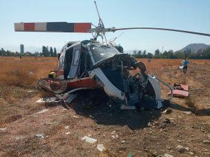 Reportan caída de un helicóptero en Olivar, Región de O'Higgins