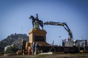 Realizan obras de reforzamiento en escultura del general Baquedano