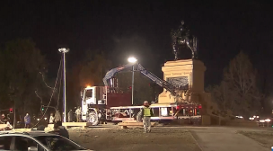 Realizan los primeros trabajos para remover la estatua del General Baquedano