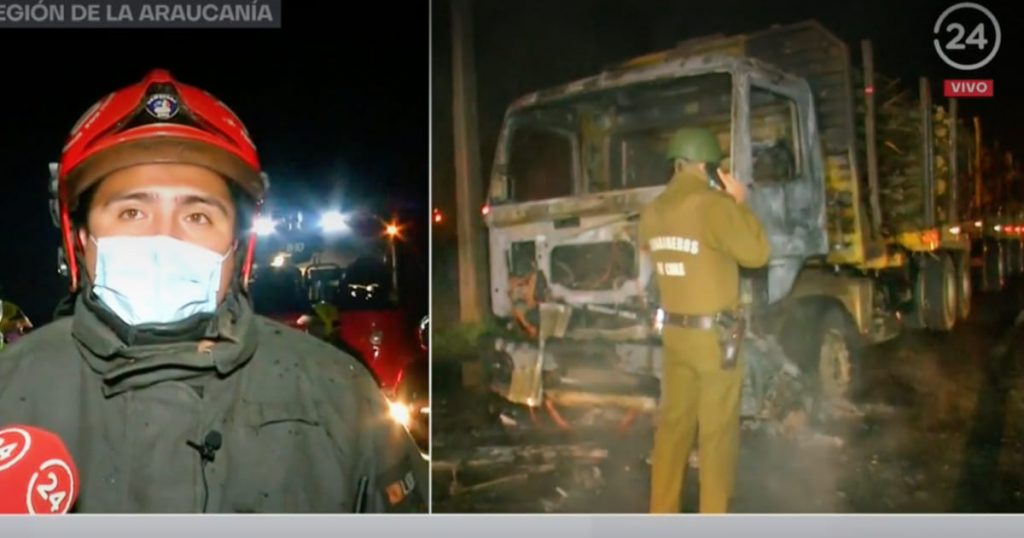 Encapuchados realizaron nuevo ataque incendiario a camión en La Araucanía