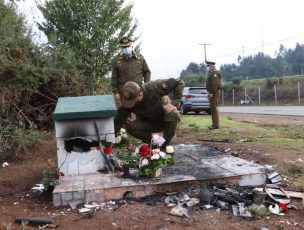 Carabineros condenó la destrucción de animita de policía asesinado en La Araucanía