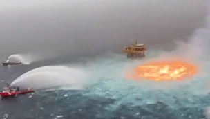 Un incendio en medio del mar: Fuga en gasoconducto submarino provoca un ojo de fuego en Golfo de México