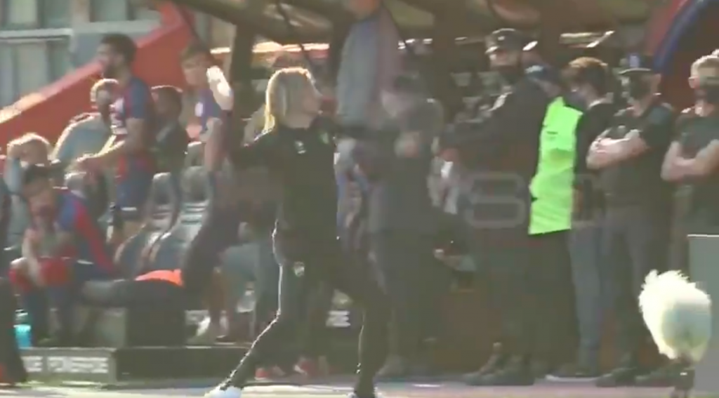 [Video] La tarde de furia de Beccacece: lanza botella a la tribuna y tiene encontrón con la policía