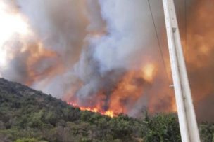 Incendio forestal en Tiltil ha consumido más de 100 hectáreas y a afectado al menos 12 viviendas