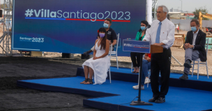 Presidente Piñera instaló la primera piedra de la Villa Santiago 2023