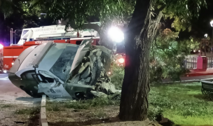 Patrulla de Carabineros choca contra un árbol durante una persecución en Vitacura