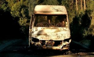 Encapuchados incendian furgón de contratista forestal en Tirúa