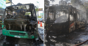 Dos micros fueron incendiadas en Quinta Normal y San Miguel; otro bus fue apedreado en Ñuñoa