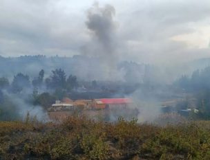 Incendio en Santa Juana ya deja cuatro viviendas con daños: Onemi declara Alerta Roja