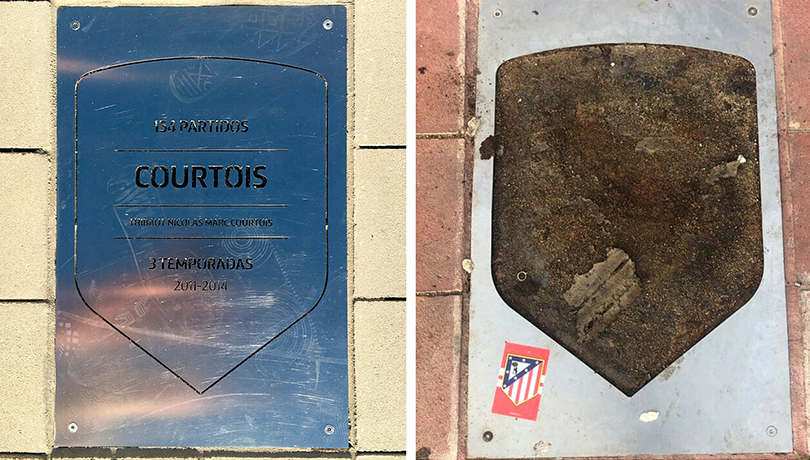 Atlético de Madrid repone la placa de Courtois en el Wanda Metropolitano