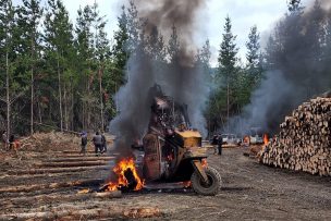 Doble atentado incendiario en La Araucanía: Destruyeron ocho vehículos forestales y un container