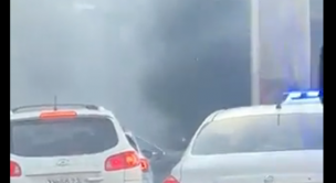 Procedimiento de la PDI en la Costanera Norte genera gran congestión vehicular: hubo una balacera y se quemó una patrulla