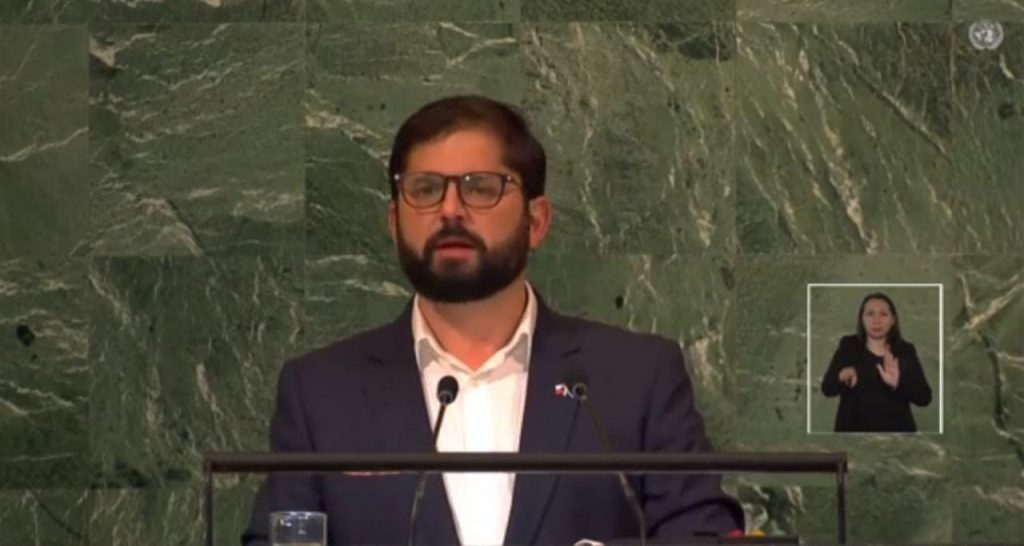 Presidente Boric en la Asamblea de la ONU: “Chile lleva un largo tiempo buscando su camino propio hacia la dignidad”