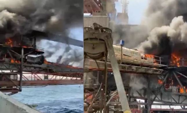 Incendio afecta a  Puerto de Mejillones