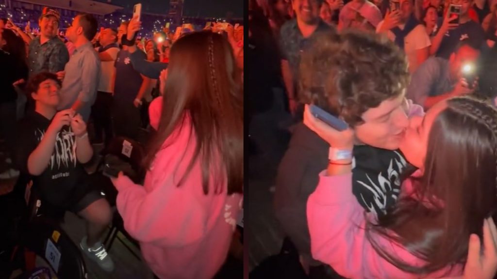 ¡Le dijo que sí! Tiktoker le pidió matrimonio a su novia en concierto de Bad Bunny