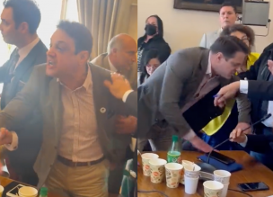 Totalmente descontrolado: Video muestra al diputado Rivas gritando y forcejeando en mesa paralela constituyente