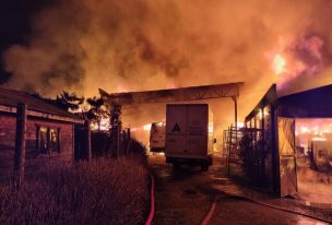 Encapuchados incendiaron un campamento de una empresa forestal en La Unión