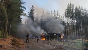 Ataque incendiario en Victoria deja tres maquinarias forestales quemadas