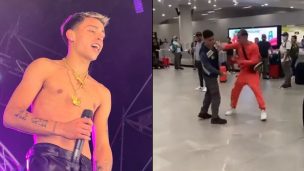 Viralizan video del cantante AK:420 agrediendo a un funcionario del aeropuerto de Santiago