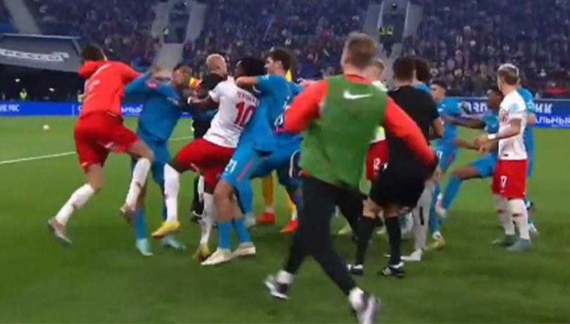 ¡Vergonzoso! La violenta pelea entre jugadores del Zenit y el Spartak en la Copa de Rusia