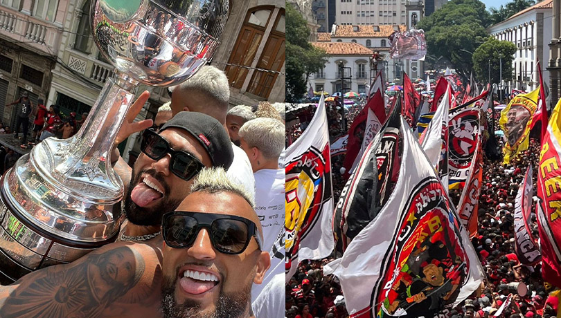 “Soñé contigo, pero hoy tu eres mía”: Vidal y Flamengo celebran la Copa Libertadores con su hinchada