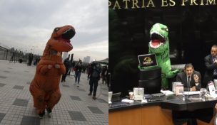 Como en Chile: Senadora se disfrazó de dinosaurio e interrumpió sesión en el Congreso de México