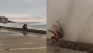 Pese a alerta de marejadas: Pareja es arrastrada por la corriente en Algarrobo