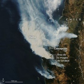 NASA compartió imágenes de incendios forestales en el centro-sur del país