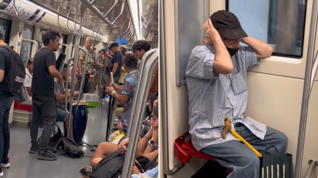 “Falta de empatía”: Video muestra a adulto mayor sufriendo por músicos en el Metro y desata críticas en redes sociales