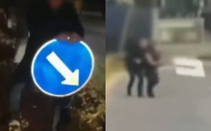 Jóvenes se graban destruyendo señaléticas en La Dehesa