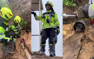 ¡Heroico rescate!: Bomberos de Quilpué salvan a perrita que estaba atrapada en un ducto de evacuación en medio de sistema frontal