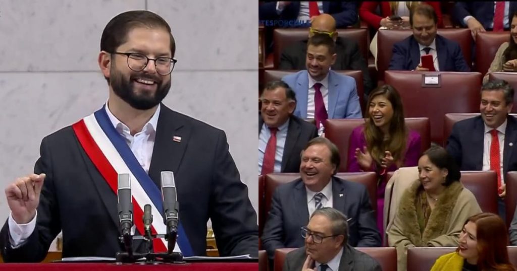 Broma de Presidente Boric sacó risas en Cuenta Pública 2023: “Difícil que Gabriela Mistral hablara de la derecha…”