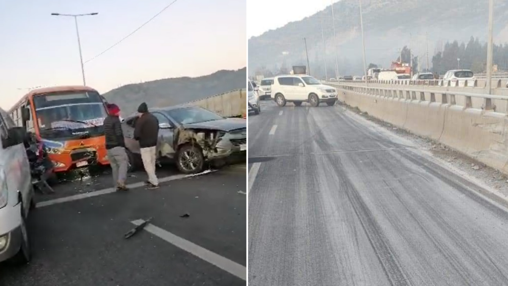 Colisión múltiple en San Fernando producto de hielo en la calzada: Hay al menos siete lesionados