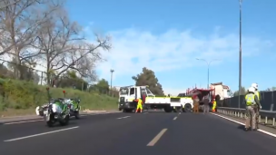 Ruta 5 Sur cortada tras colisión y choque de camión a la altura de San Bernardo